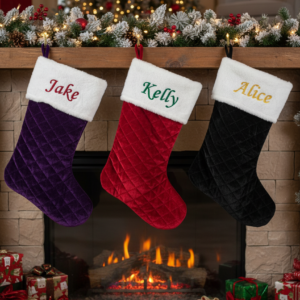 Personalized Embroidered Velvet Christmas Stocking: Personalized Holiday Decor 18"