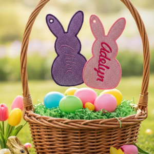 Easter Bunny Tag Embroidery FILE | Standing Silhouette