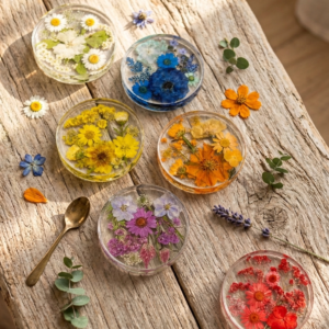 flower resin coasters