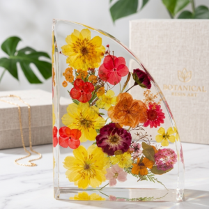 Custom Flower Preservation Resin Bookends | 7” x 5” | Wedding Bouquet Keepsake | Memorial Flowers | Personalized Resin Art