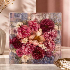 Resin Flower Preservation Rectangle Block | Wedding Bouquet Keepsake | Memorial Flower Preservation | Custom Resin Art