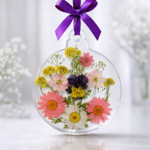 Custom Resin Flower Ornament with topper | Wedding Bouquet Keepsake | Memorial Flower Ornament | Personalized Floral Preservation