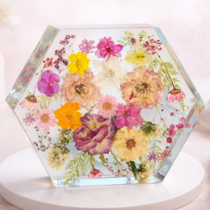 9" Hexagon Resin Flower Preservation Block | Wedding Bouquet Keepsake | Memorial Flower Preservation | Custom Resin Art (Copy)