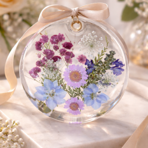 Custom Resin Flower Ornament 1" deep | Wedding Bouquet Keepsake | Memorial Flower Ornament | Personalized Floral Preservation