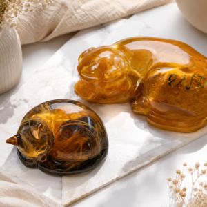 Pet Memorial Resin Keepsake | Sleeping Dog & Cat Memorial | Ashes or Fur Preservation