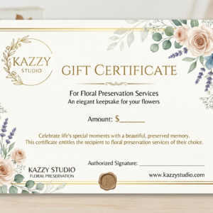 Flower Preservation Gift Certificate | Custom Floral Resin Preservation Gift Voucher | Thoughtful Engagement Gift | Kazzy Studio