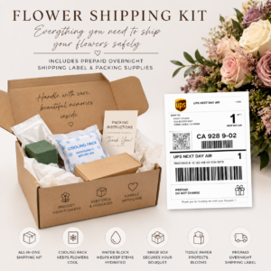 Flower Shipping Kit for Bouquet Preservation | Complete Shipping Box with Prepaid UPS Overnight Label