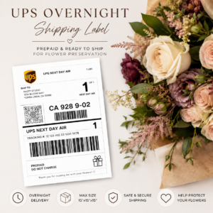 UPS Prepaid Overnight Shipping Label for Flower Preservation