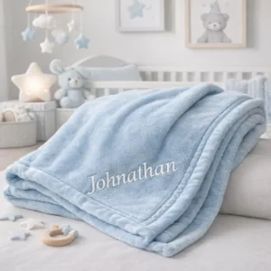 Personalized Mink Touch Baby Blanket – Custom Embroidered Keepsake Blue blanket