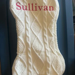 White Embroidered 18" Dog Bone Christmas stocking